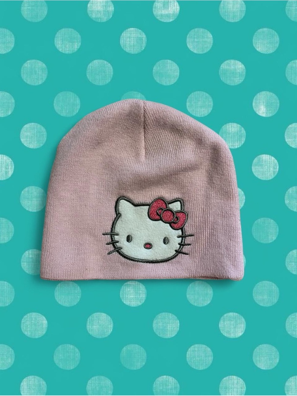 Hello Kitty Light Pink Beanie with Embroidered Face